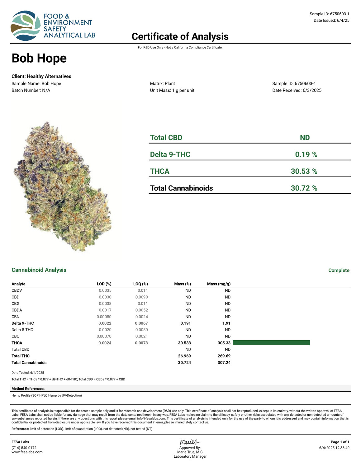 THCa Buds & Flower -Light Dep - Bob Hope 7G — photo 3