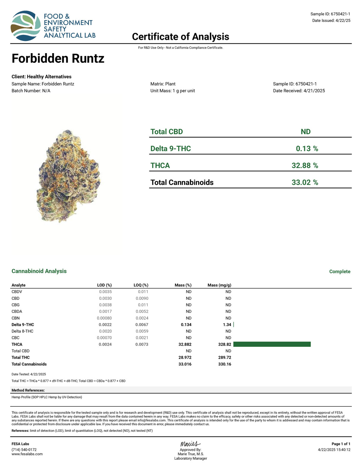 THCa Buds & Flower -Light Dep - Forbidden Runtz 7G — photo 3