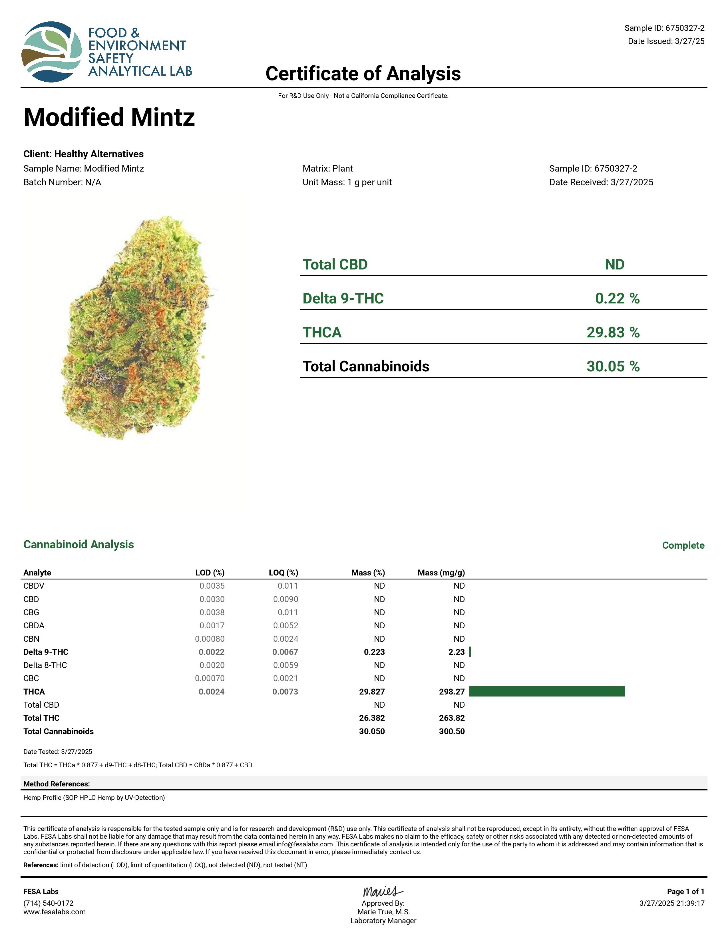 THCa Buds & Flower -Light Dep - Modified Mintz 7G — photo 3