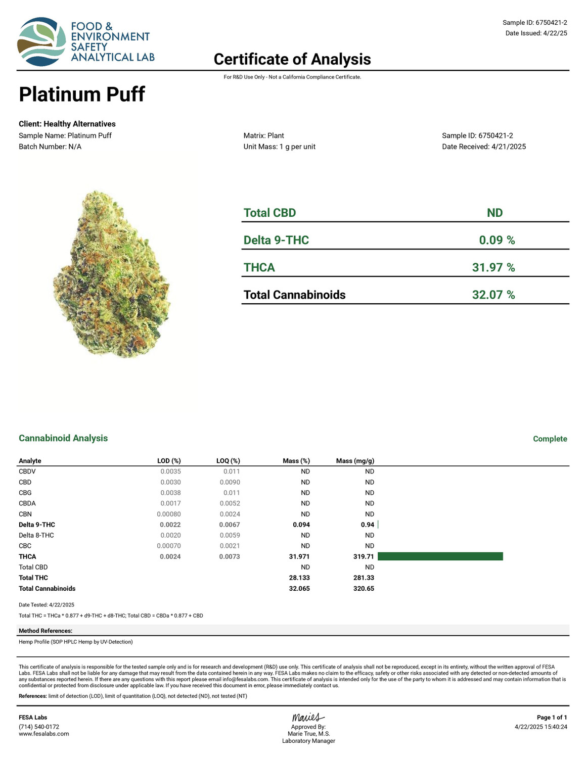 THCa Buds & Flower -Light Dep - Platinum Puff 7G — photo 3